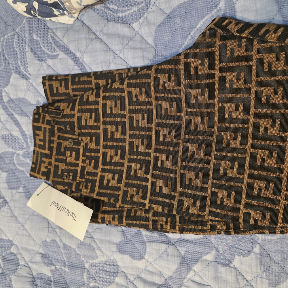 Fendi Black and Tan Monogram Pants.